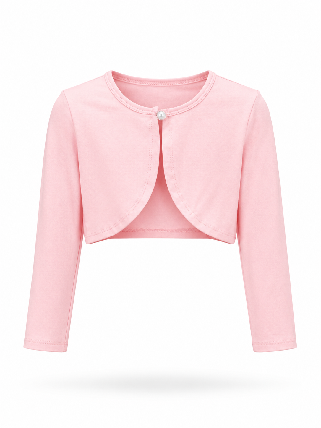 Coprispalle Bambina in Cotone con Bottone Perlato per Cerimonia Pink