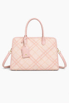 Borsa Donna Elegante a Quadri 34cm – Shopper Strutturata con Tracolla | Borsa Lavoro Chic 5635 Rosa 34X24X12cm