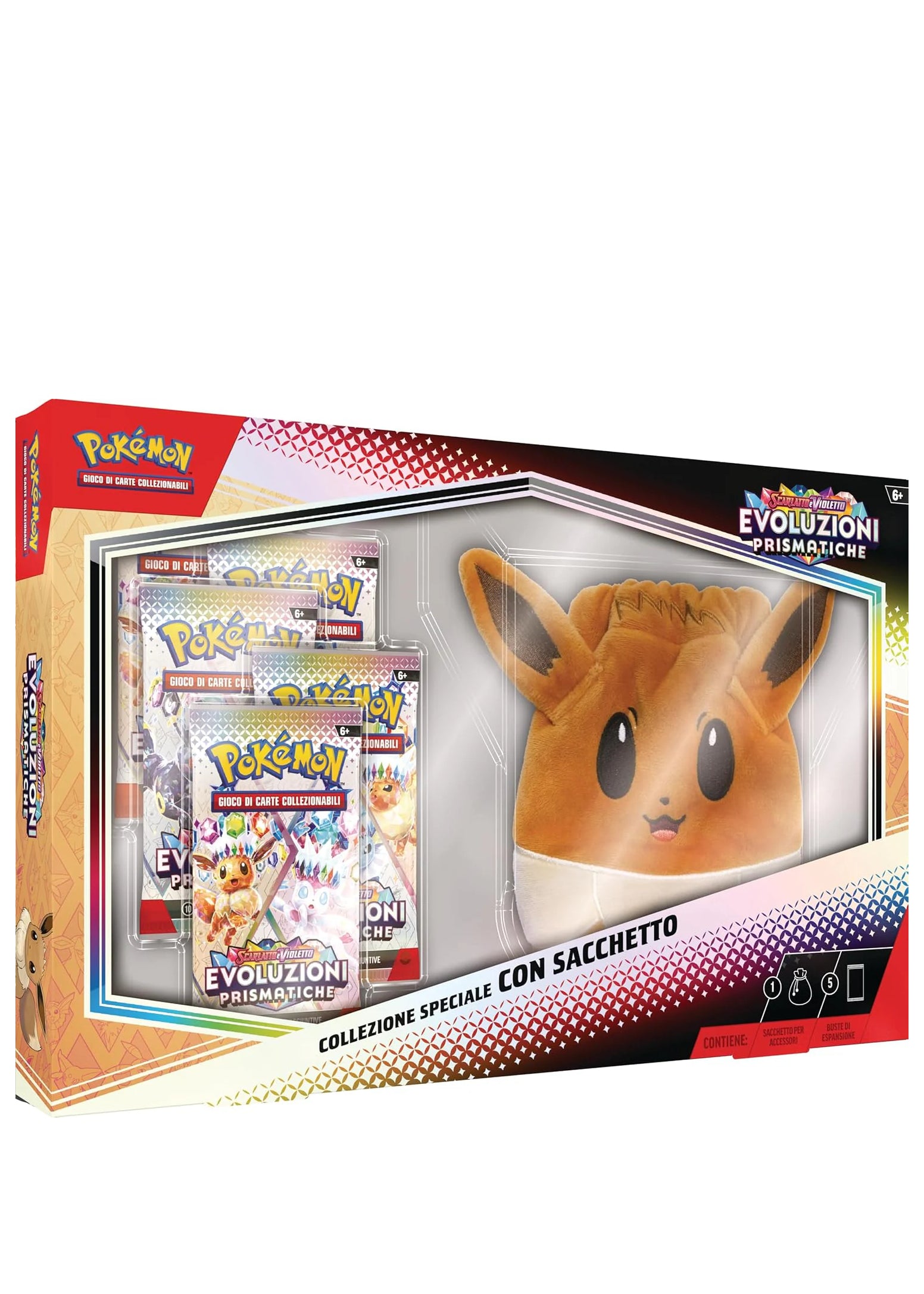 Pokémon GCC Collezione Speciale Evoluzioni Prismatiche | Sacchetto Eevee | 5 Buste | Italiano