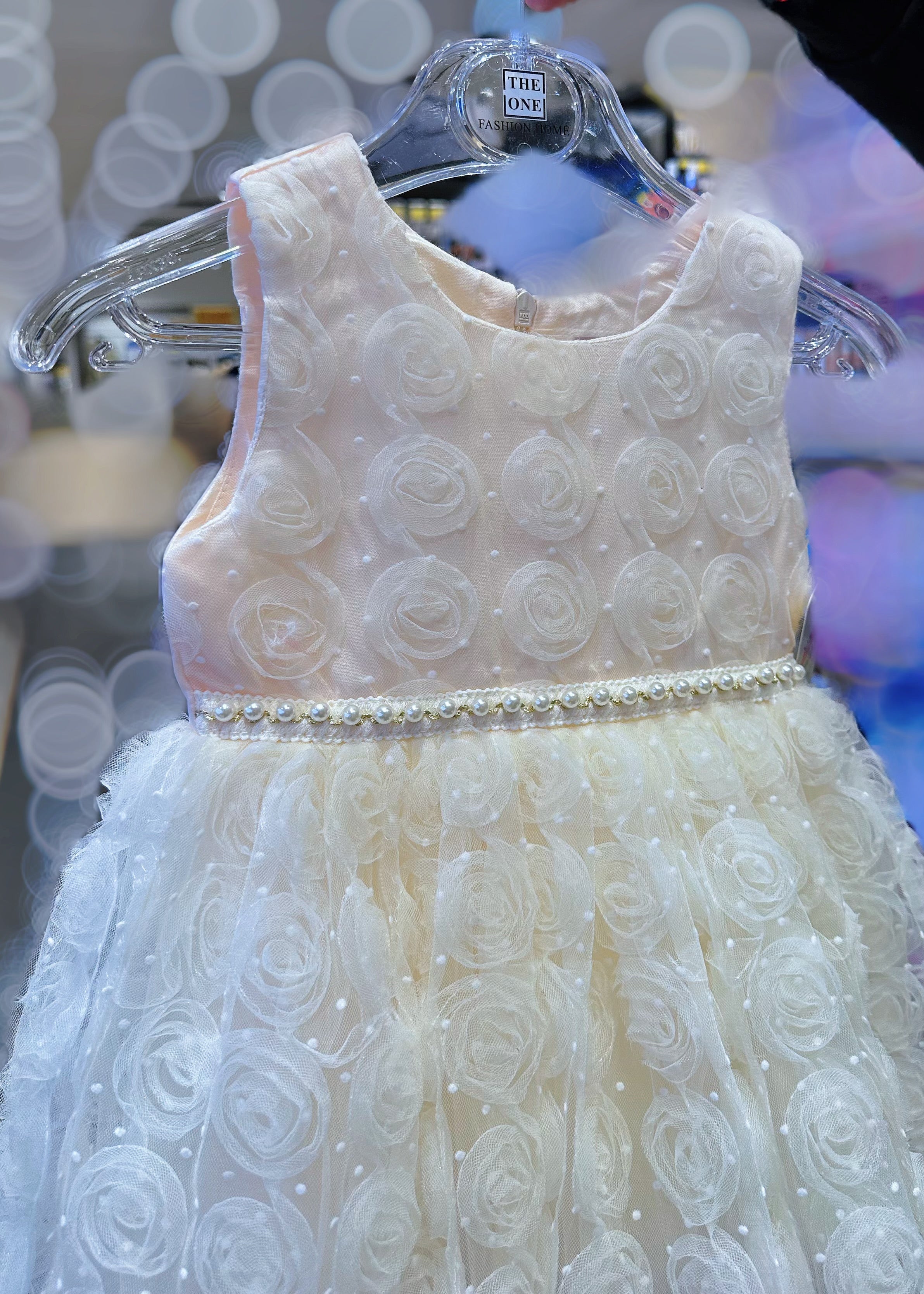 Abito da Principessa Champagne - Vestito Elegante per Neonata (6mesi - 12 anni）