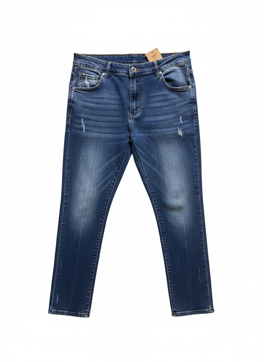 Jeans Uomo Slim Fit Elasticizzato – Denim Blu Lavato, Casual e Versatile-3507