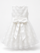 Vestito Bambina Elegante in Organza Jacquard Lurex con Fiocco