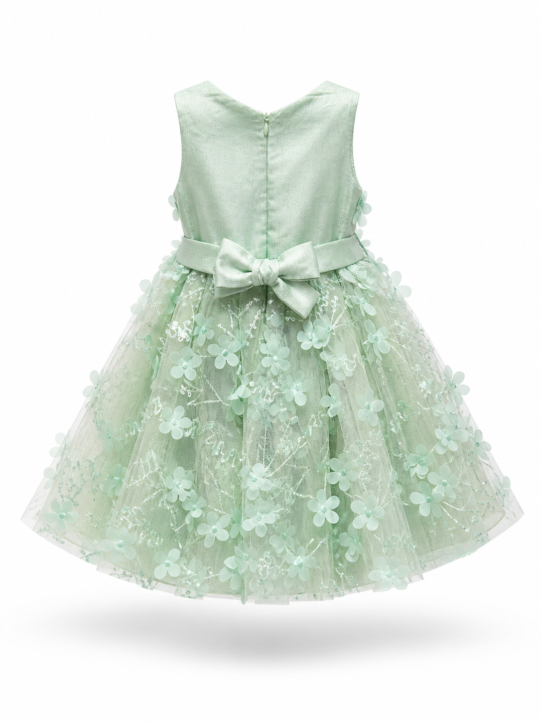 Abito da Cerimonia Bambina 2-12 Anni Elegante – Vestito con Fiori 3D e Gonna in Tulle per Matrimonio, Battesimo e Compleanno 716
