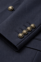 Abito Uomo Doppiopetto Blu Navy 2 Pezzi (Giacca + Pantaloni) con Bottoni Dorati | Cerimonia Business | Taglie 44–60 | ZLS10018
