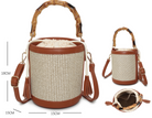 Borsa Secchiello Donna in Paglia con Manico Bamboo – Mini Borsa Estiva 18cm con Tracolla