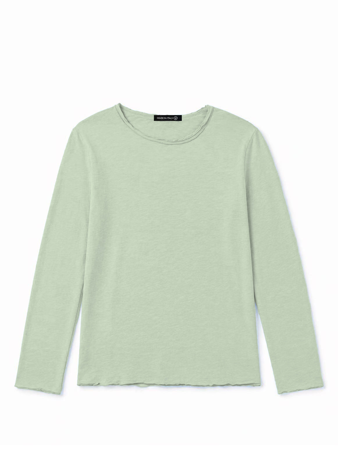 Maglia Uomo 100 Cotone Made in Italy Manica Lunga Casual S 3XL Verde oceano