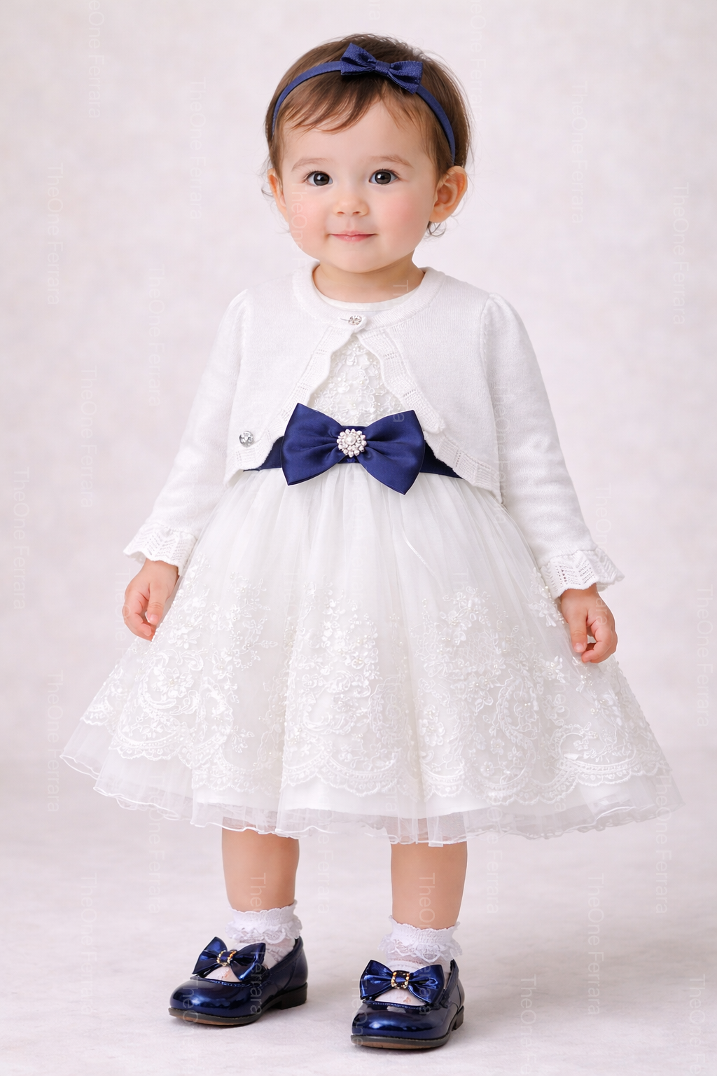 Bolero Neonata Bianco in Maglia Cotone – Coprispalle Elegante 6-36 Mesi 390