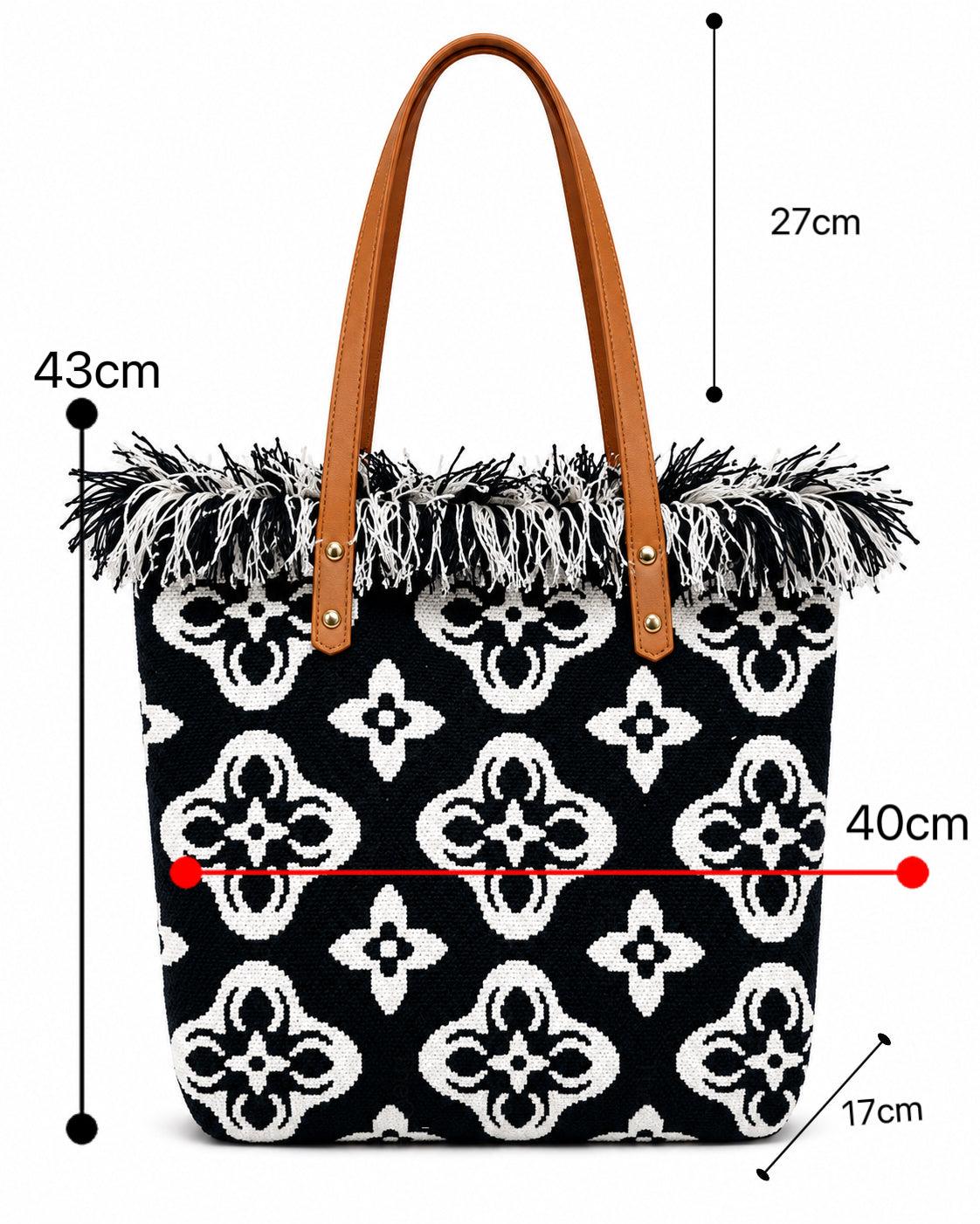 Borsa Shopper Donna in Tessuto Jacquard con Frange – Stile Boho Chic