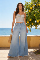 Jeans Donna Palazzo a Gamba Extra Larga – Pantaloni Denim Morbidi Effetto Gonna 1980