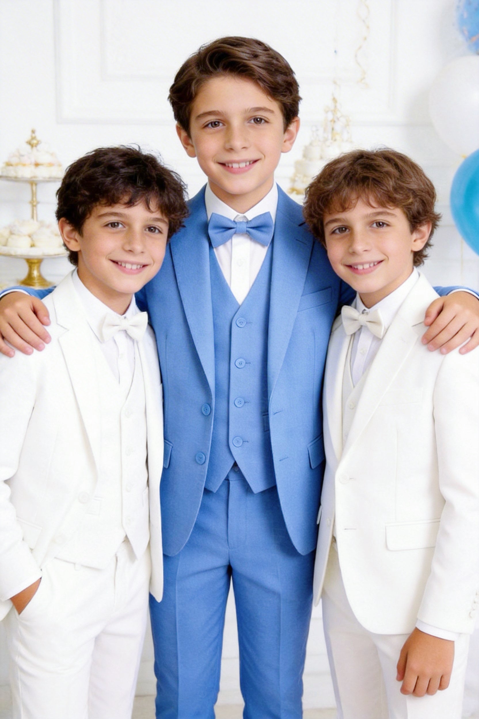 Completo Elegante Bambino Abito Cerimonia Matrimonio 5 Pezzi 1–16 Anni