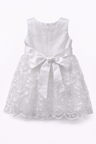 Abito da Battesimo Neonata Bianco 3–24 Mesi – Raso Tulle Ricamato con Fiori, Fiocco Posteriore Cerimonia 6132