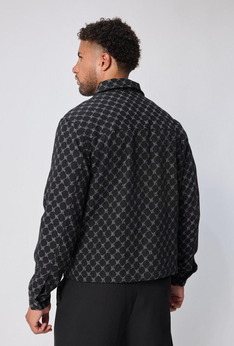 Giacca Overshirt Uomo con Motivo a Catena – Stile Elegante e Moderno-BM2543P-TheOne