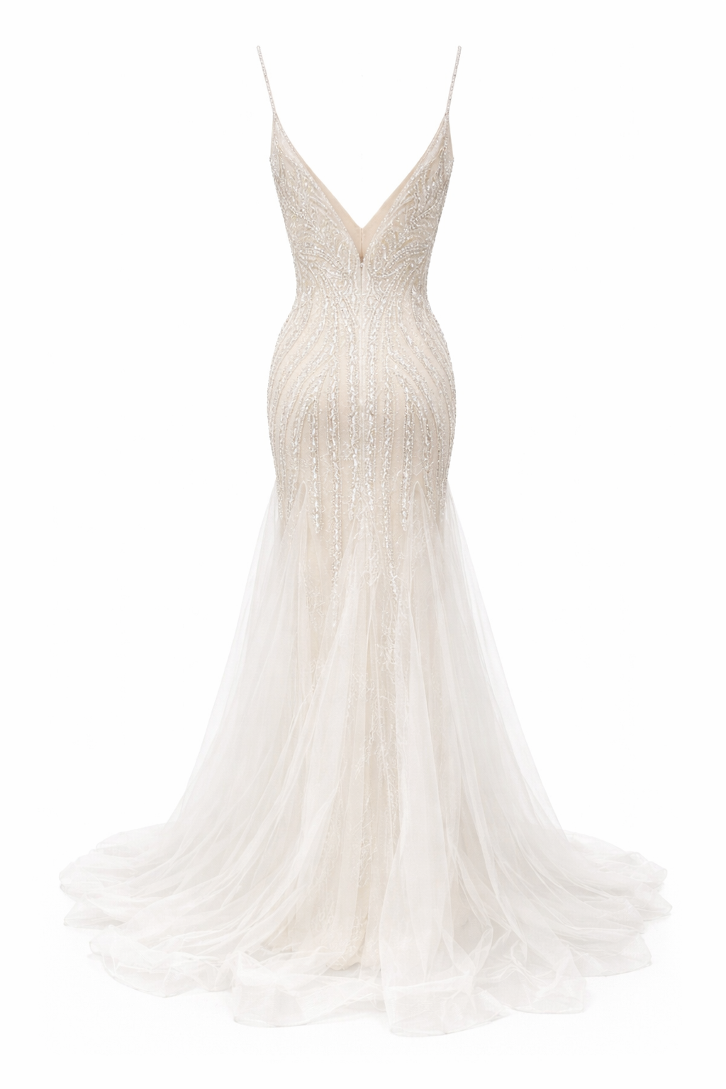 Abito da Sposa Sirena con Paillettes e Tulle – Vestito da Sposa Elegante con Scollatura Profonda e Schiena Scoperta 851016