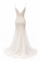 Abito da Sposa Sirena con Paillettes e Tulle – Vestito da Sposa Elegante con Scollatura Profonda e Schiena Scoperta 851016