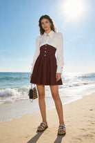 Abito Donna Elegante con Effetto Corsetto e Gonna Plissettata Camicia Strutturata Chic 89859
