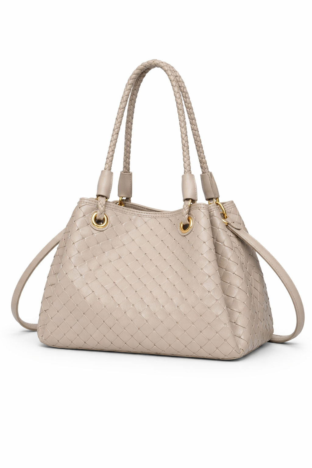 Borsa Donna Intrecciata Elegante 24.5cm – Mini Shopper con Tracolla | Stile Italiano Chic 9450 Grigio 24.5X19X18cm