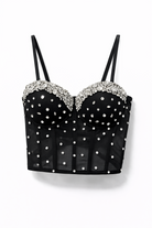 Top Bustier con Strass – Corsetto Donna Sexy Elegante con Coppe 26299 Nero