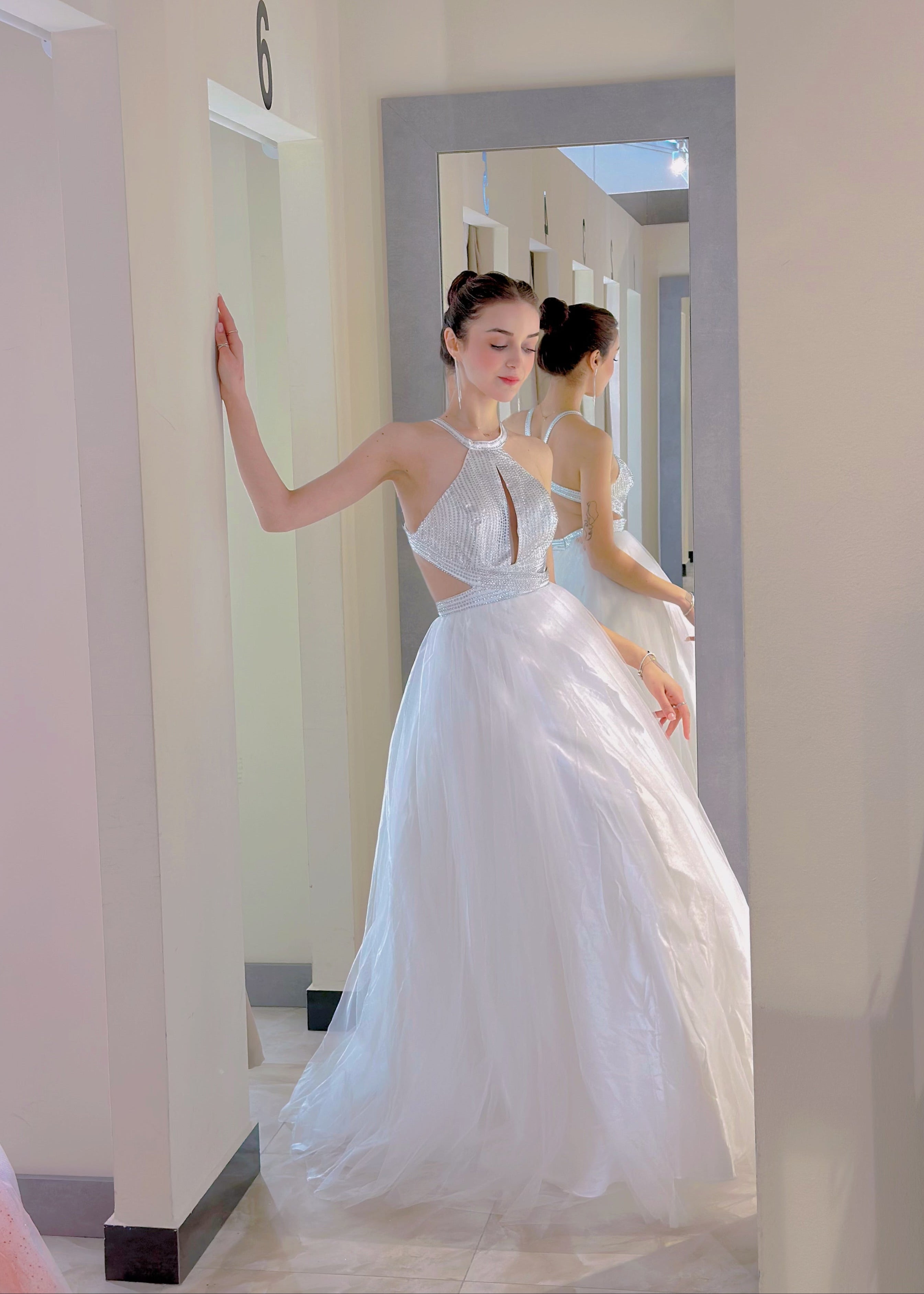 Abito da Sera Principessa – Bianco Iridescente