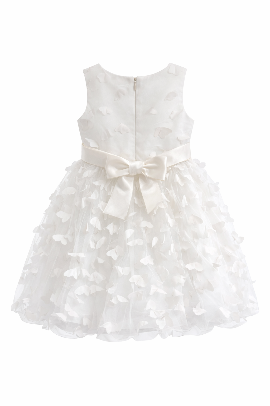 Abito da Cerimonia Bambina 2-12 Anni con Farfalle 3D – Vestito Elegante in Tulle per Matrimonio, Battesimo e Damigella 654 Bianco 2Anni