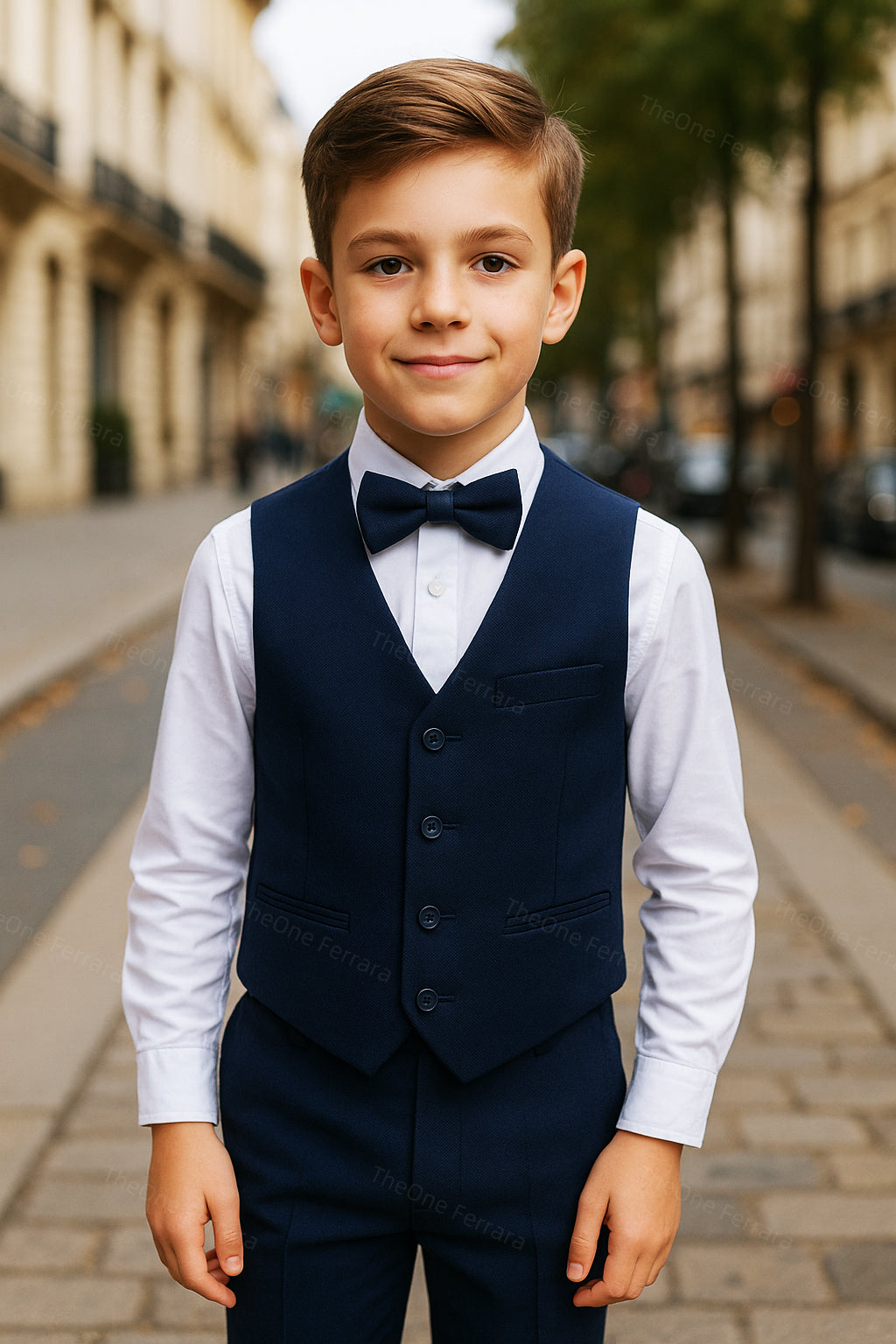 Abito da Cerimonia Bambino 1–16 Anni – Smoking Elegante Blu con Papillon-TheOne