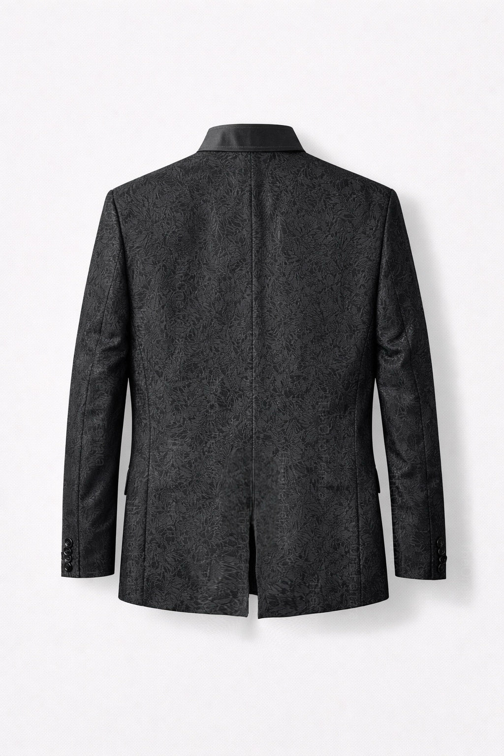 Abito da Sposo Uomo 4 Pezzi Nero 、Bianco Damascato – Giacca Collo Coreano + Gilet + Pantaloni Finitura Lucida (Effetto Raso) + Cravatta | Slim Fit Drop 6