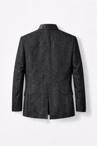 Abito da Sposo Uomo 4 Pezzi Nero 、Bianco Damascato – Giacca Collo Coreano + Gilet + Pantaloni Finitura Lucida (Effetto Raso) + Cravatta | Slim Fit Drop 6