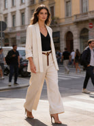 Completo Donna Elegante a Righe | Blazer e Pantaloni Wide Leg