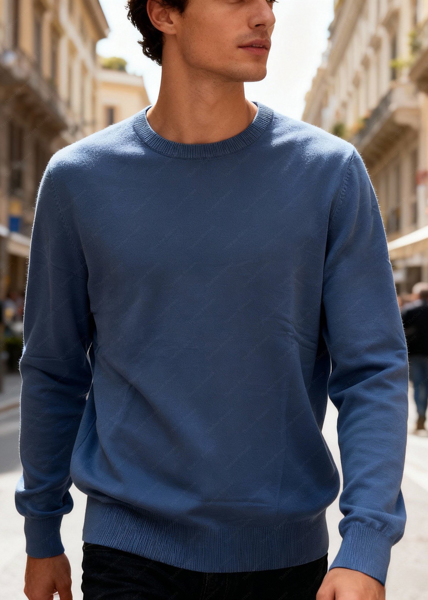 Maglione Uomo Girocollo in Viscosa - Pullover Morbido Elasticizzato-35613