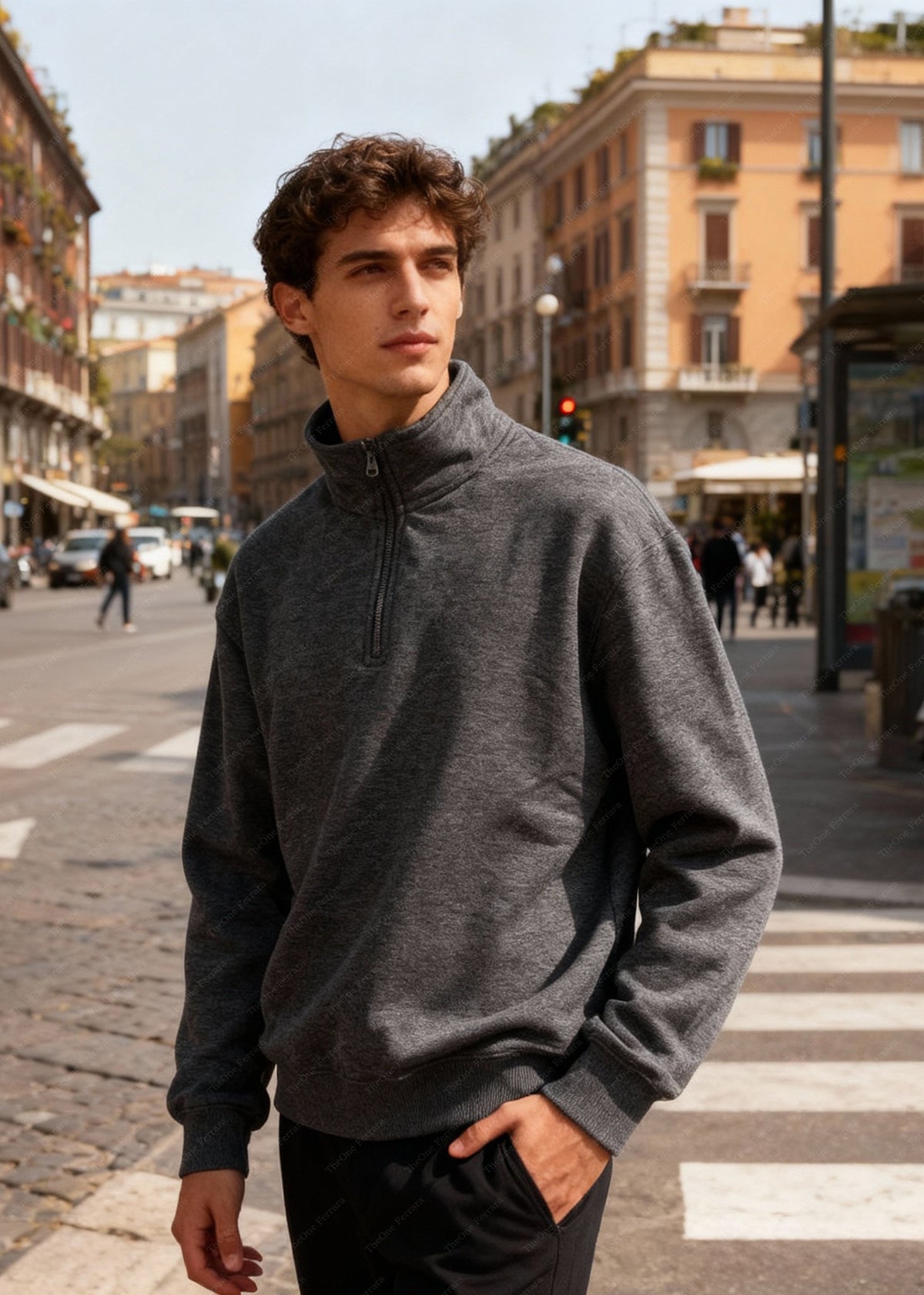 Felpa Unisex con Mezza Zip Foderata in Pile - Pullover Caldo Invernale