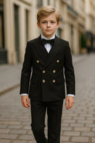 Completo elegante 5 pezzi per bambino 4–16 anni Giacca, gilet, camicia, pantaloni, papillon Nero Poliestere 80%, Cotone 20%