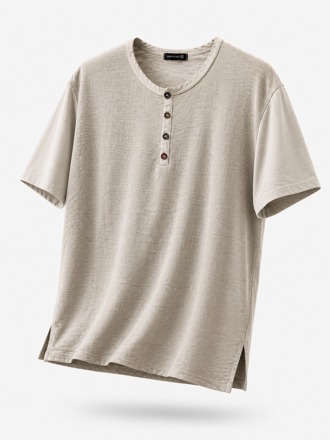 Maglia Uomo Henley 100% Cotone Made in Italy Manica Corta S-3XL