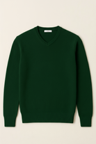 Maglione Uomo Scollo a V in Viscosa - Pullover Elasticizzato Elegante 35607 bosco