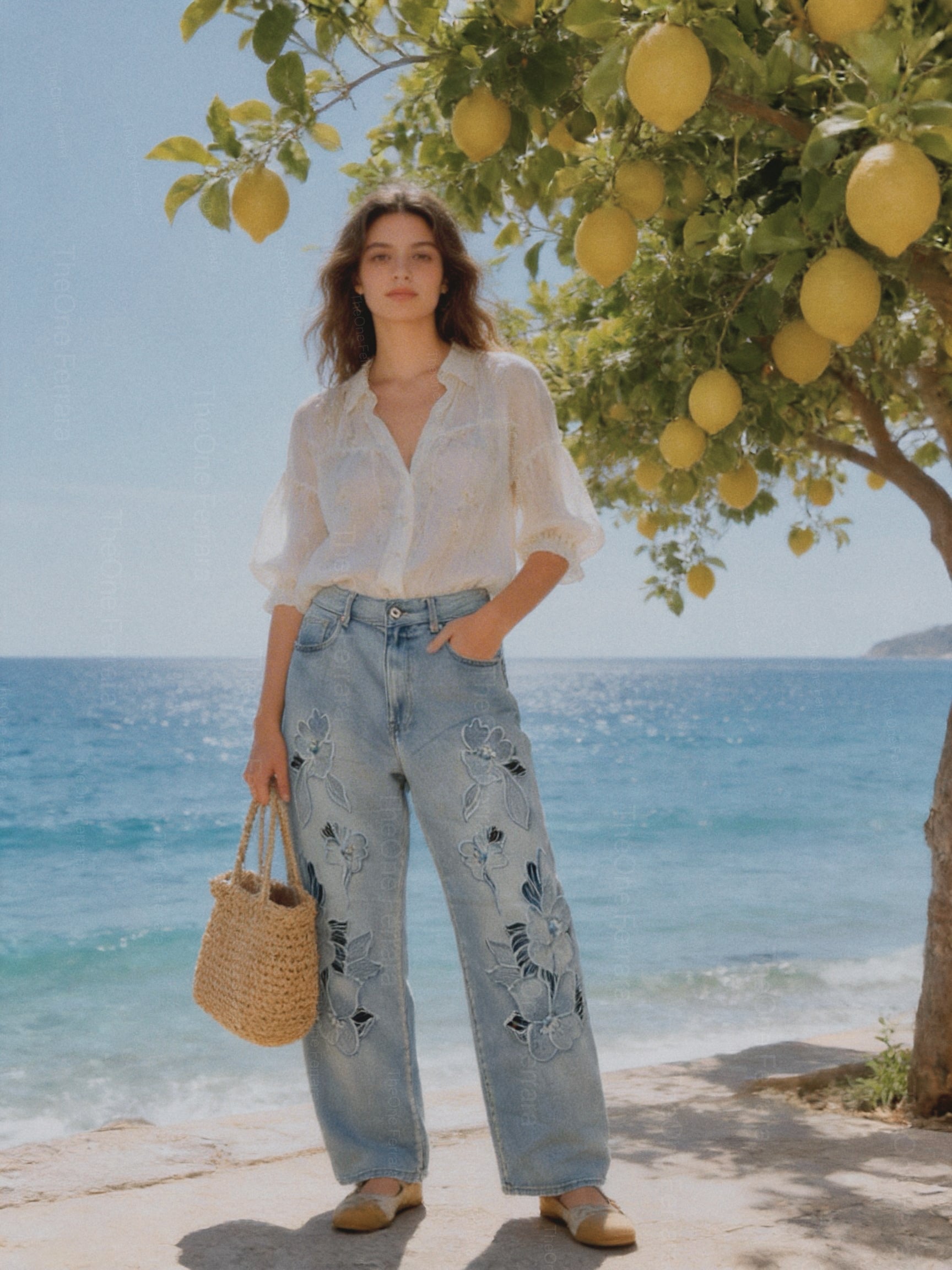Jeans Donna Wide Leg Ricamati – Pantaloni Denim Morbidi a Gamba Larga 2068