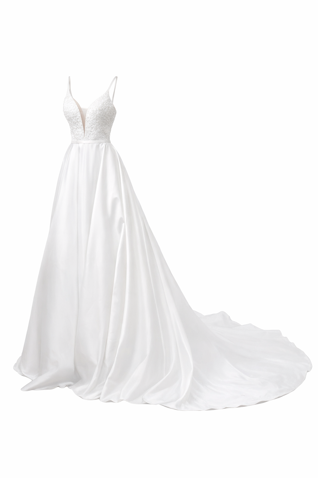 Abito da Sposa Elegante con Scollo Profondo in Pizzo – Vestito Lungo Principessa con Strascico – TheOne Ferrara -835103