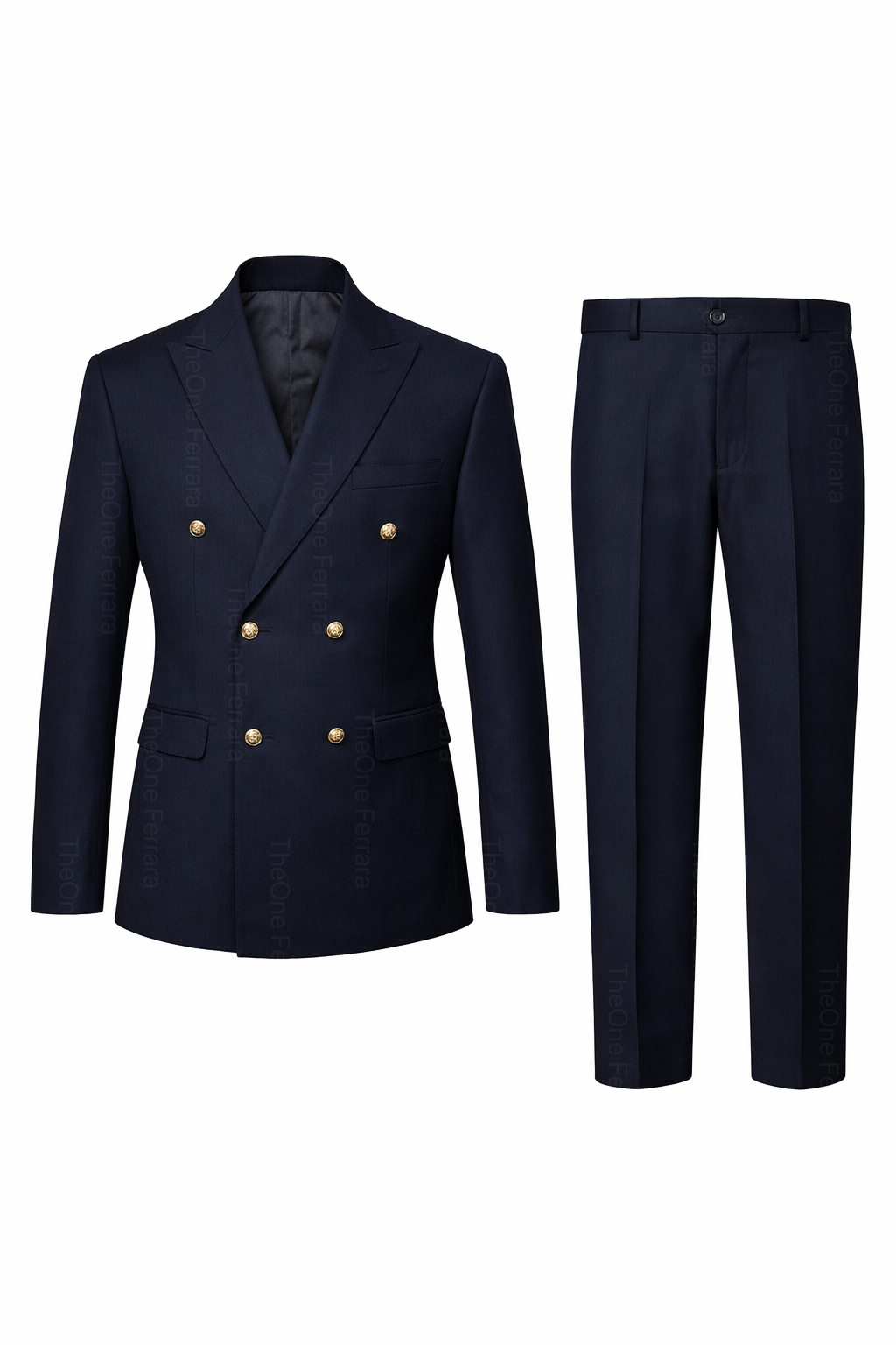 Abito Uomo Doppiopetto Blu Navy 2 Pezzi (Giacca + Pantaloni) con Bottoni Dorati | Cerimonia Business | Taglie 44–60 | ZLS10018 Blu navy