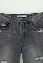 Bermuda Uomo Denim Strappato Slim Fit Effetto Used Streetwear Estate