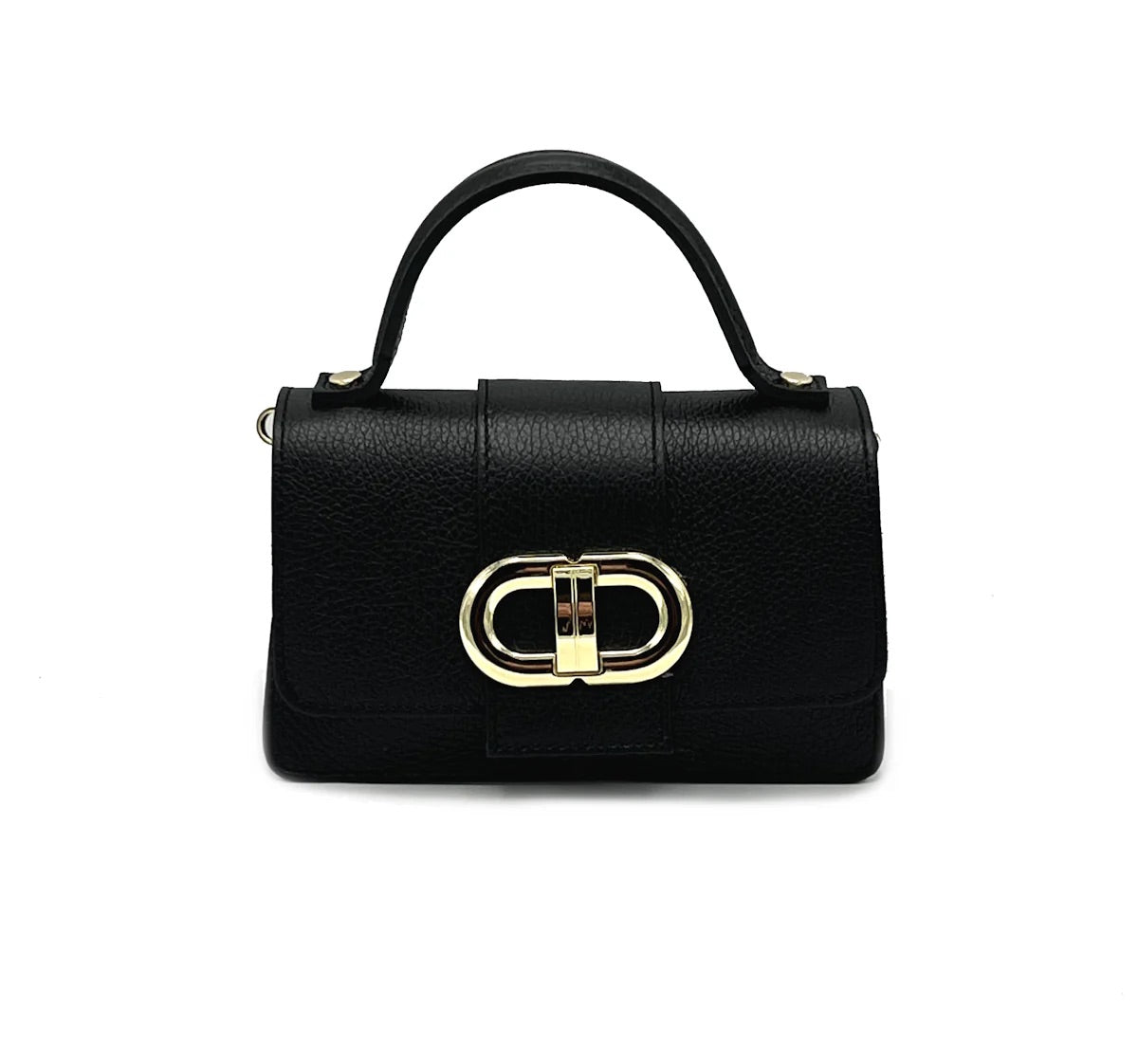 Mini Borsa a Tracolla in Vera Pelle Artigianale, Catena Removibile, Made in Italy – art. 112413 Black