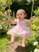 Abito Elegante da Cerimonia per Bimba, Tulle e Pizzo Ricamato, 3-36 Mesi, 2 Colori 7706