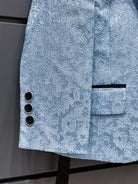 Completo Cerimonia Bambino 5 Pezzi – Abito Elegante Blu Jacquard con Gilet, Camicia, Pantaloni e Papillon Matrimonio & Eventi Speciali 1-16Anni A75 TheOne