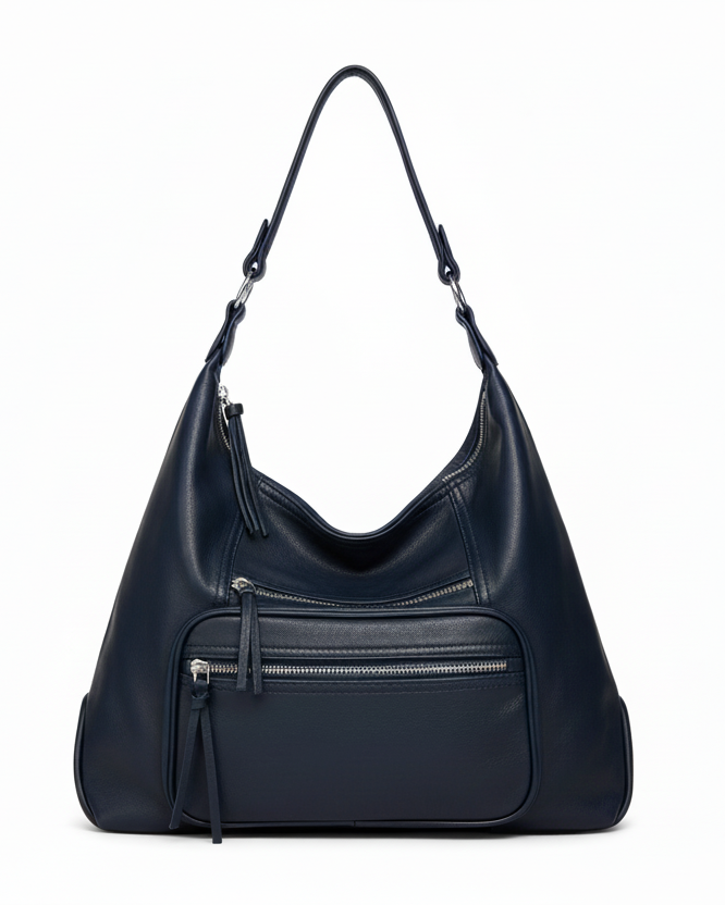 Borsa Donna Elegante a Quadri 34cm – Shopper Strutturata con Tracolla | Borsa Lavoro Chic 8040 Blue notte 40X37X14cm
