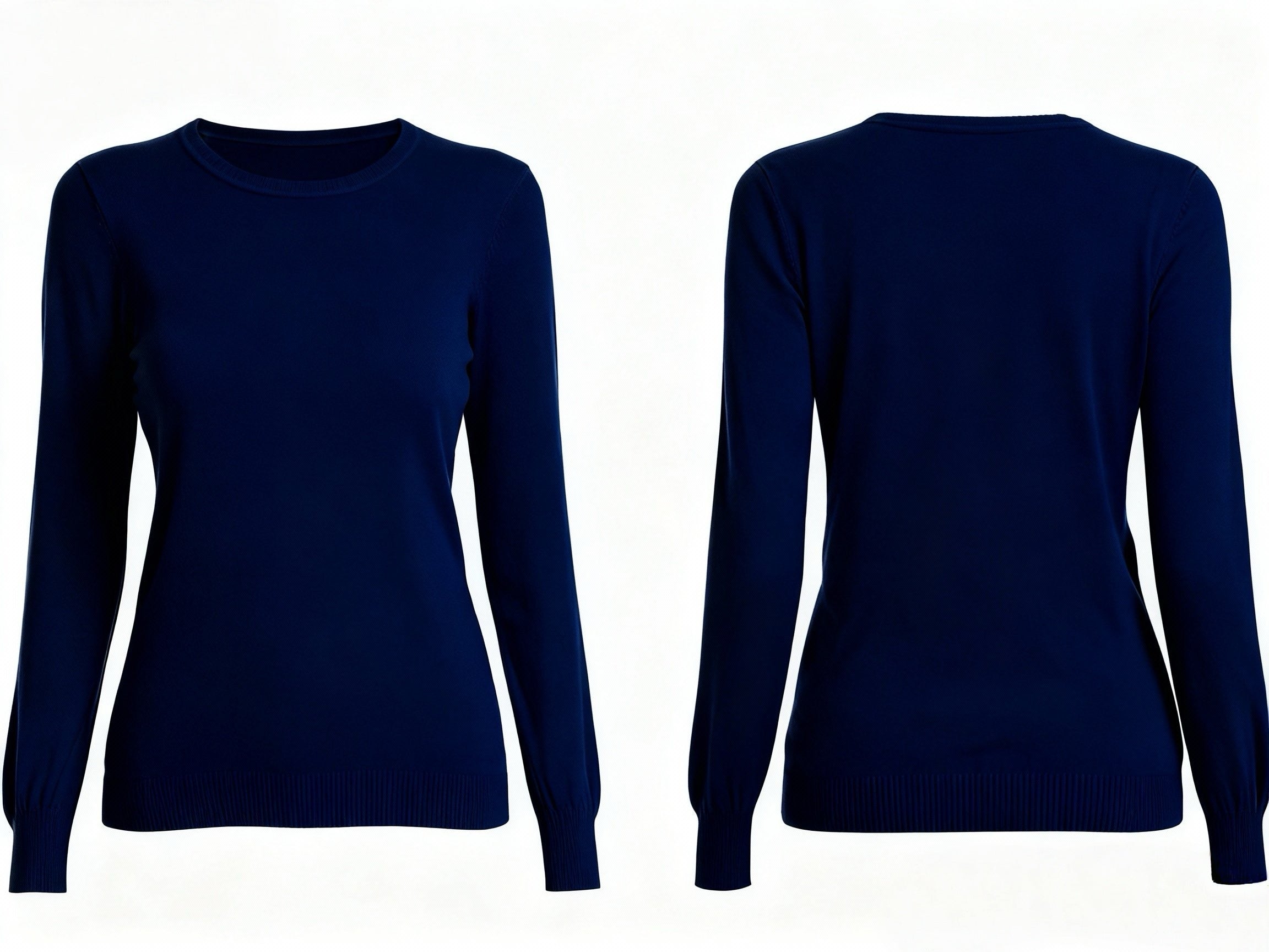 Maglia Donna Girocollo a Maniche Lunghe – Morbida, Elastica e Tinta Unita-9075 Blue notte Taglia unica-40-55kg