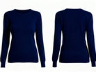 Maglia Donna Girocollo a Maniche Lunghe – Morbida, Elastica e Tinta Unita-9075 Blue notte Taglia unica-40-55kg