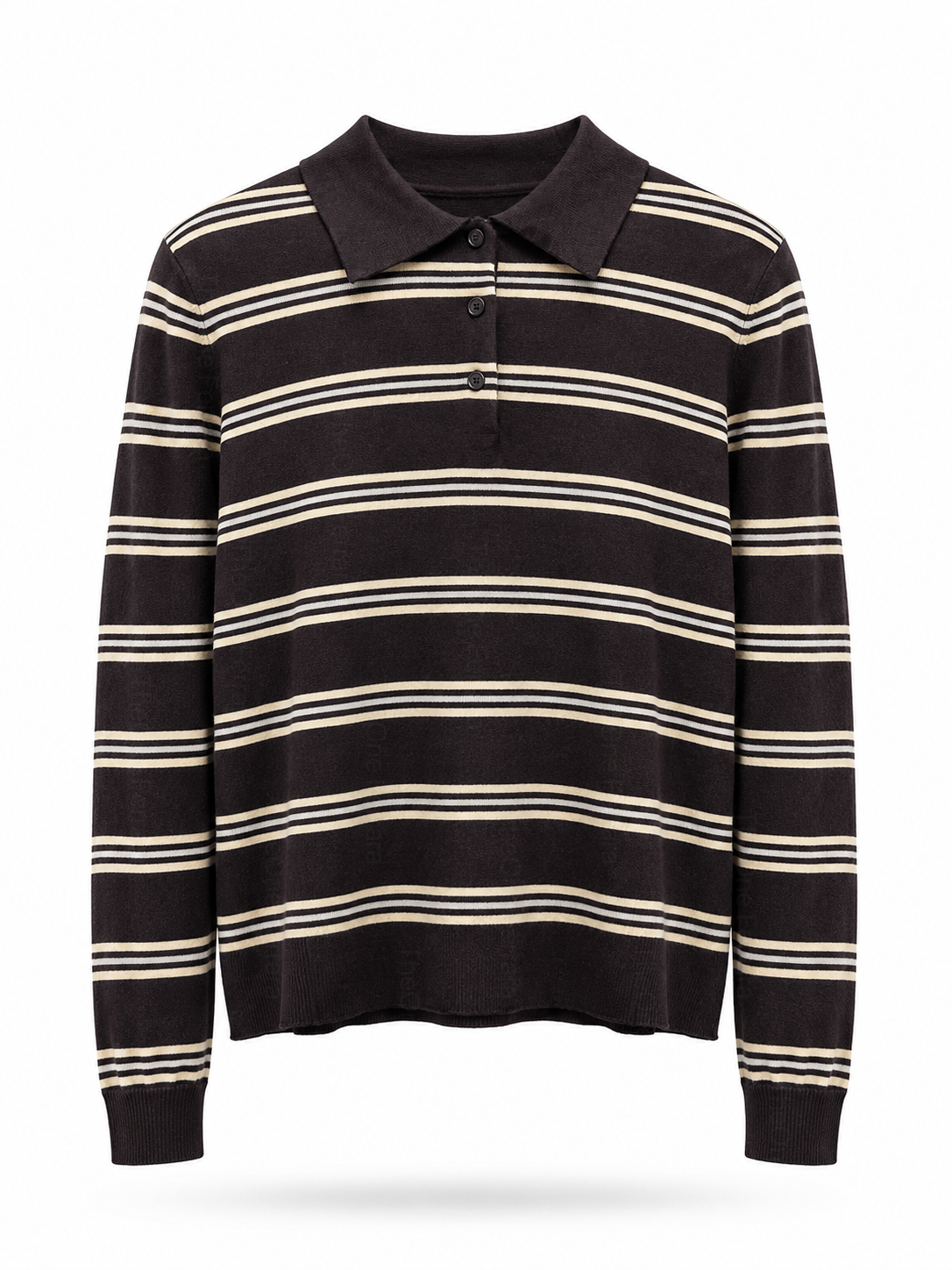 Maglia Polo Donna a Righe con Colletto e Bottoni 69048 Caffe taglia unica 45-60kg