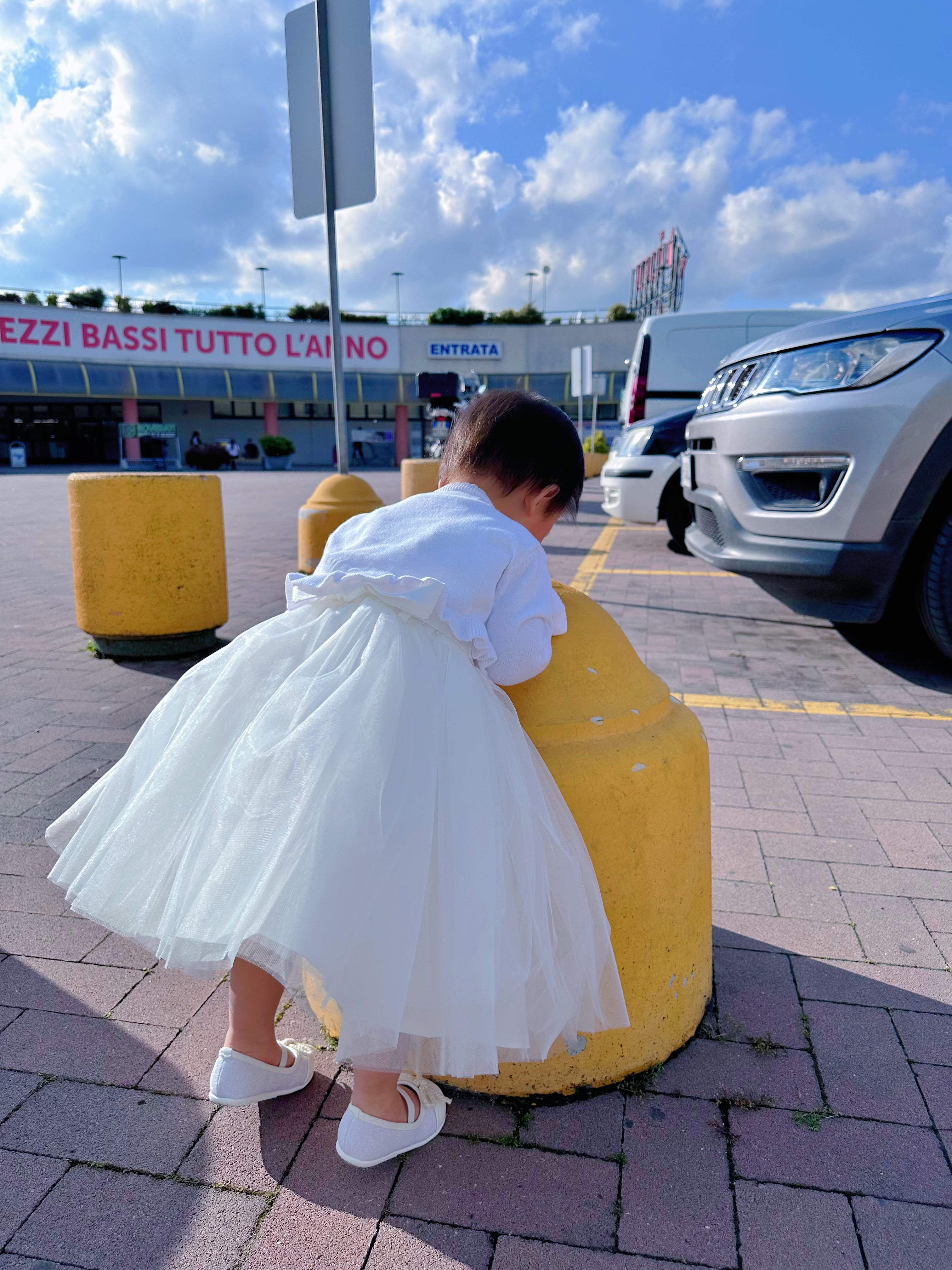Abito da principessa per bambina - Vestito in pizzo bianco。3M-36M