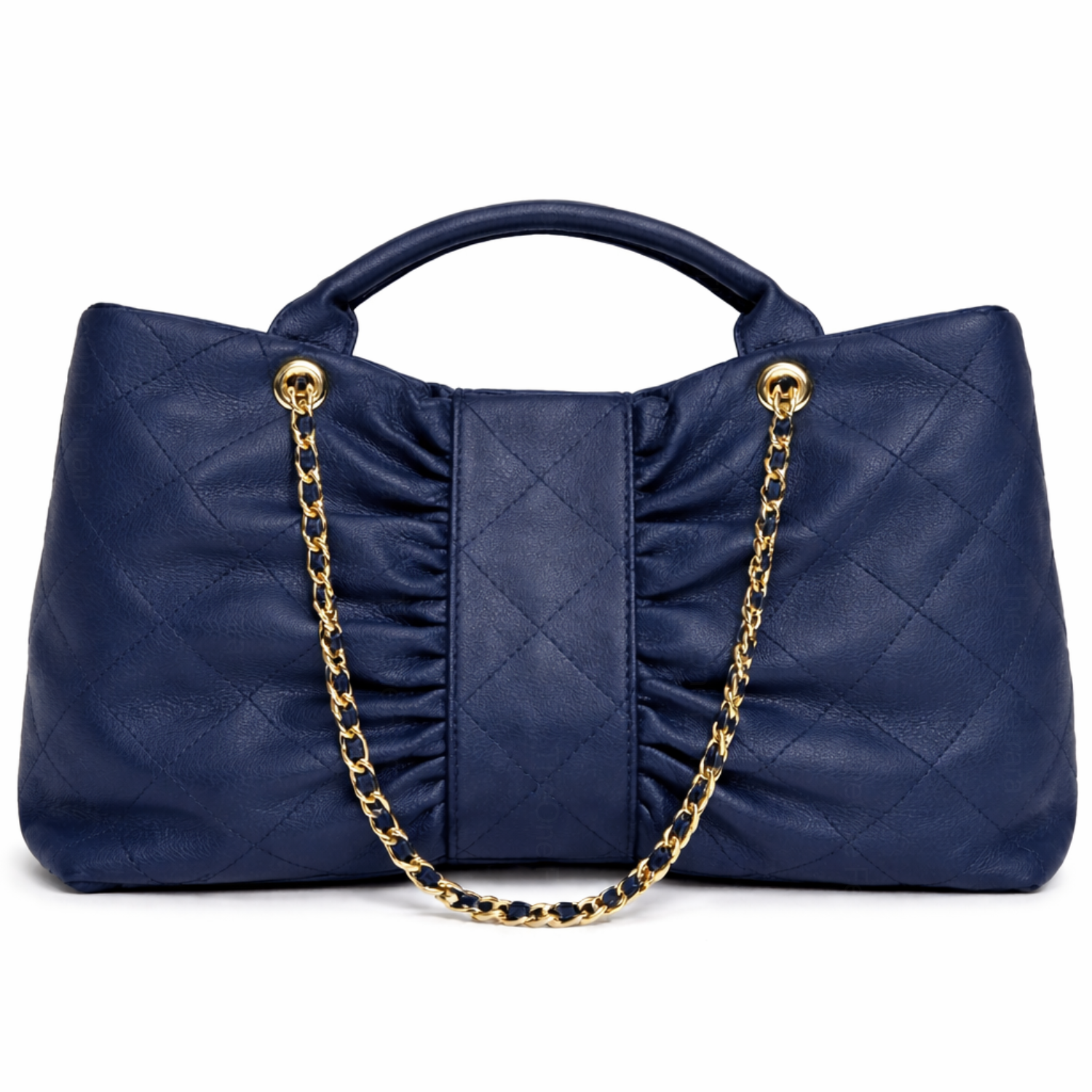 Borsa Donna Trapuntata Grande con Catena Oro – Shopper Elegante 41cm | Tote Spaziosa da Lavoro e Tempo Libero Blue notte 41 x 26 x 11 cm