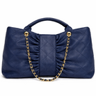Borsa Donna Trapuntata Grande con Catena Oro – Shopper Elegante 41cm | Tote Spaziosa da Lavoro e Tempo Libero Blue notte 41 x 26 x 11 cm