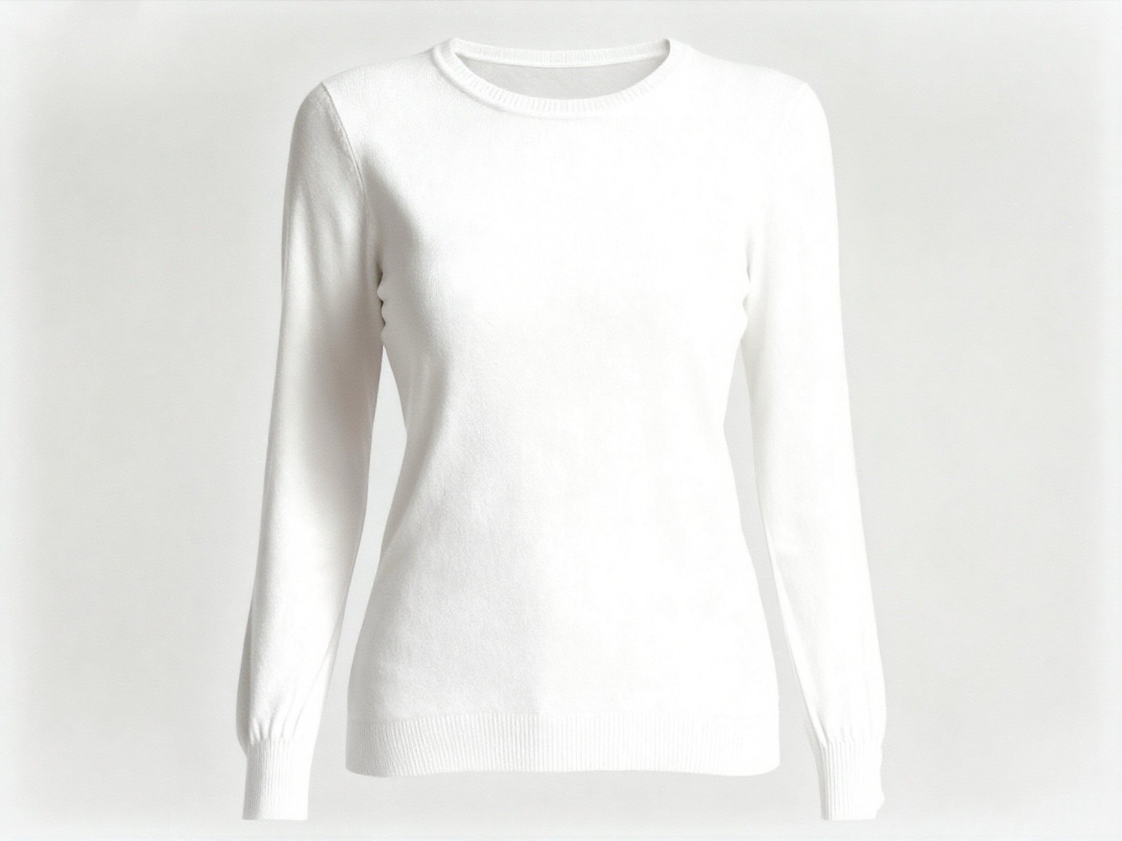 Maglia Donna Girocollo a Maniche Lunghe – Morbida, Elastica e Tinta Unita-9075 Bianco Taglia unica-40-55kg