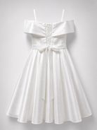 Vestito Ragazza Elegante Off Shoulder Effetto Taffetà Principessa