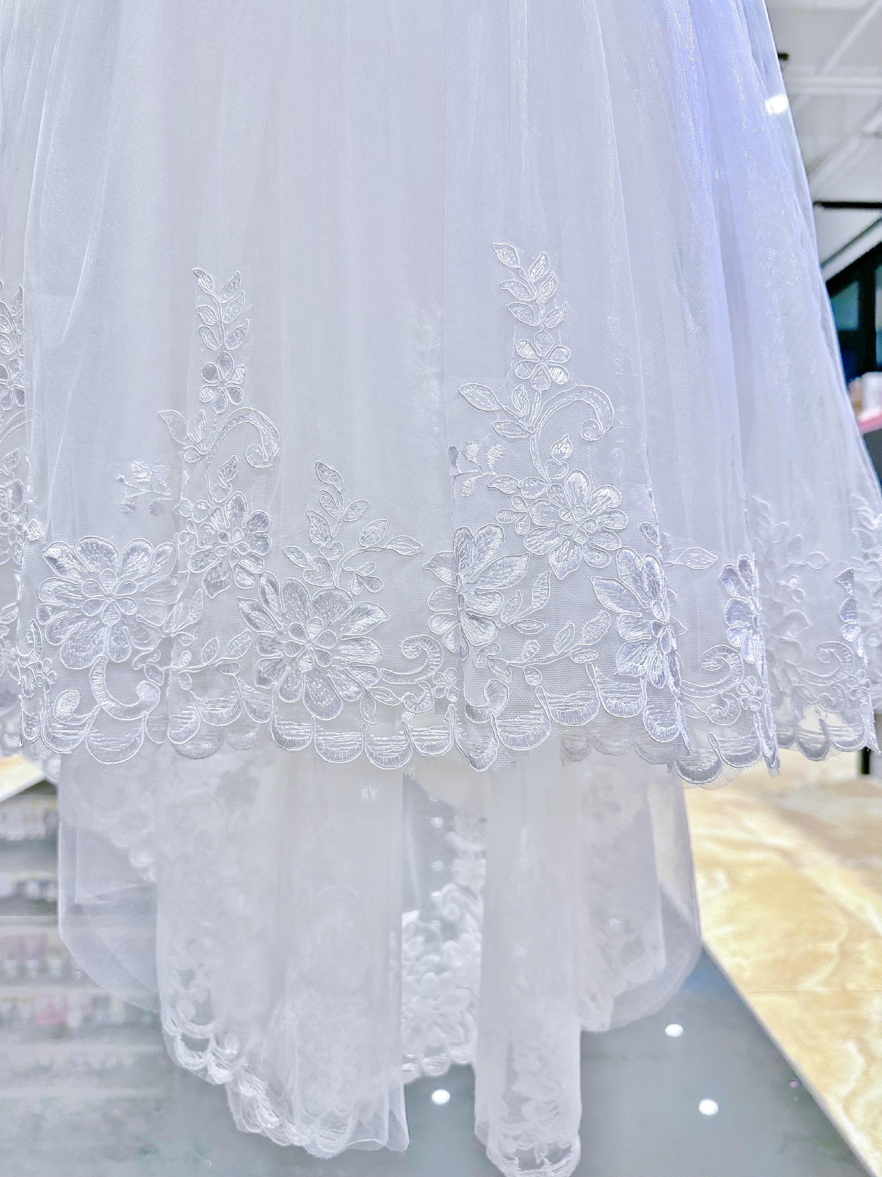 Abito Cerimonia Bambina Bianco in Pizzo e Tulle Comunione, Damigella, Festa 4-14 Anni 3637-TheOne