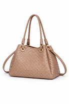 Borsa Donna Intrecciata Elegante 24.5cm – Mini Shopper con Tracolla | Stile Italiano Chic 9450 Taupe 24.5X19X18cm